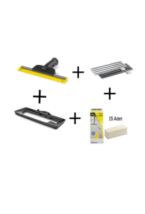 Karcher Sc Serisi Comfort Cam Aparatı + Halı Aparatı + 15 adet Tek Kullanımlık Bez +Power Zemin Temizleme Bezi